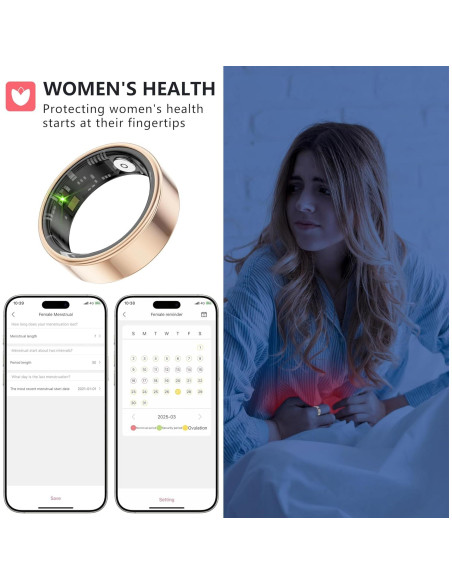 Anillo Inteligente FANKER SR03 Oro Rosa 5ATM Monitoreo Salud
