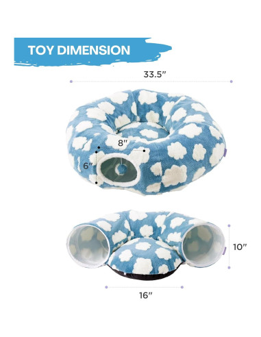 Túnel de Cama para Gatos Bedsure Donut 85cm Plegable Azul