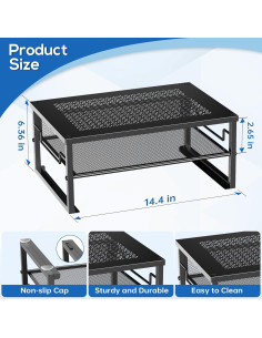 Soporte de Monitor de Metal Delifox 2 Niveles Organizador Negro 2