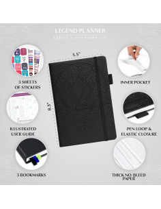 Legend Planner A5 - Planificador Semanal y Mensual Negro 2