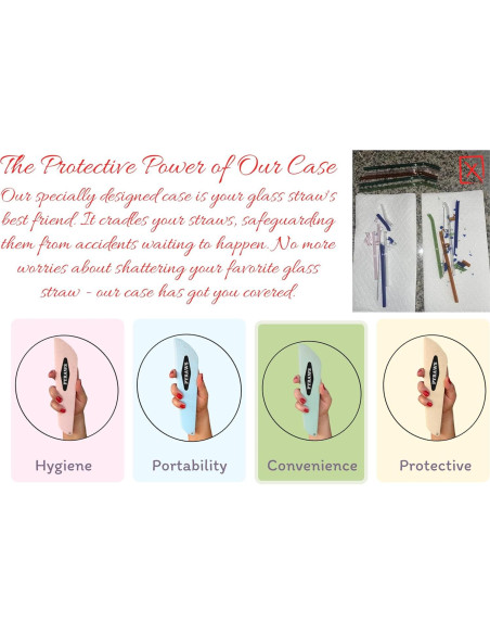 Set de Popotes de Vidrio Reutilizables PYRAWS con Estuche Set de Popotes de Vidrio Reutilizables PYRAWS con Estuche