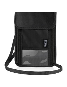 Billetera de Cuello Antirrobo RFID Negro - Soporte Pasaporte Impermeable