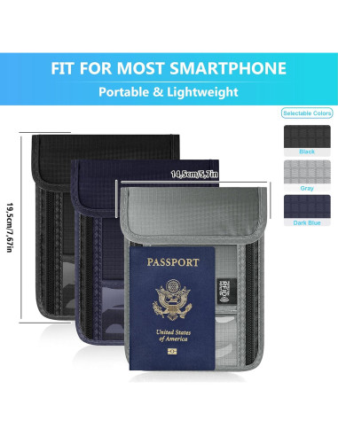 Billetera de Cuello Antirrobo RFID Negro - Soporte Pasaporte Impermeable