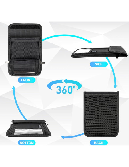 Billetera de Cuello Antirrobo RFID Negro - Soporte Pasaporte Impermeable