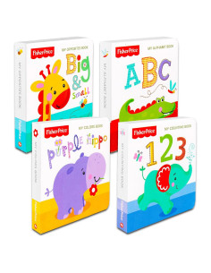 Conjunto de 4 Libros de Cartón Fisher Price para Bebés