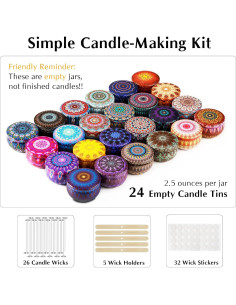 Kit de Fabricación de Velas Domivirgo 24 Latas Vacías 70.9g 2