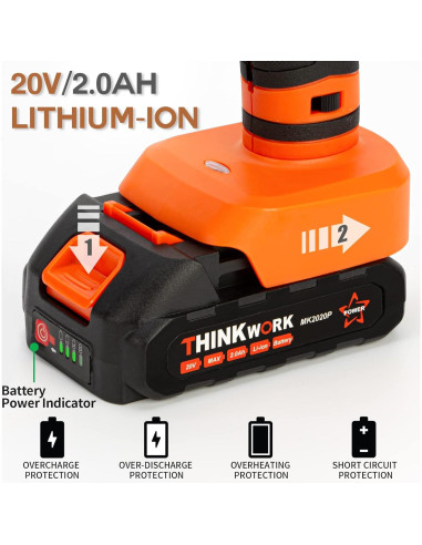 Pistola de Pegamento Inalámbrica THINKWORK 20V 100W con 30 Palitos