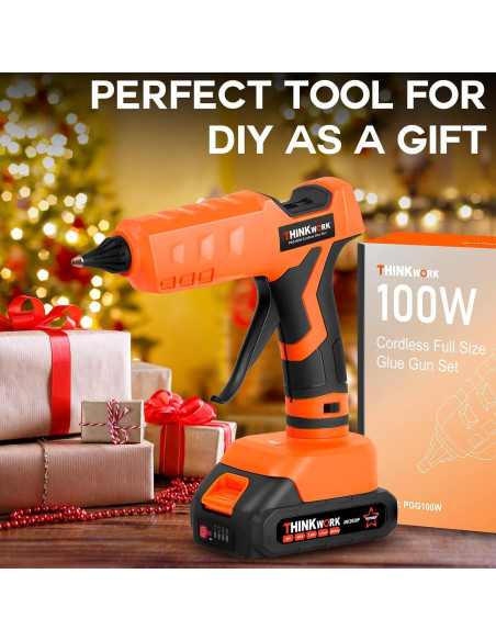 Pistola de Pegamento Inalámbrica THINKWORK 20V 100W con 30 Palitos
