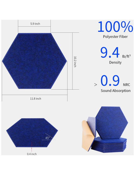 Paneles Acústicos Autoadhesivos 12 Pcs 30.48x25.4 cm Aislamiento