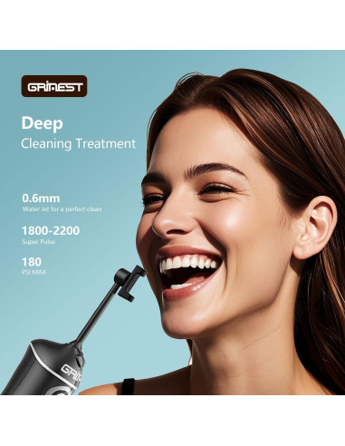 Irrigador Oral Inalámbrico Grinest 7 Modos Negro IPX7