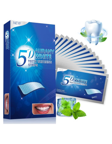 Tiras Blanqueadoras AURANY 5D para Dientes Sensibles - 14 Pares