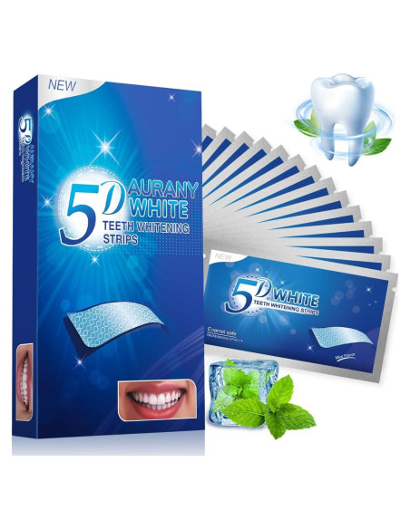Tiras Blanqueadoras AURANY 5D para Dientes Sensibles - 14 Pares
