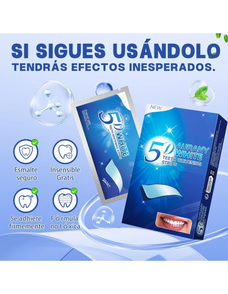 Tiras Blanqueadoras AURANY 5D para Dientes Sensibles - 14 Pares