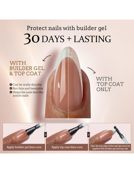 Uñas de Gel de Punta Francesa BTArtboxnails 160pcs Cortas