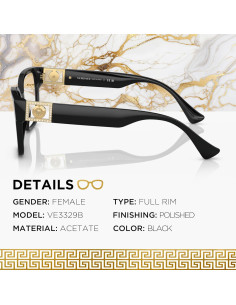 Gafas No Polarizadas Versace VE3329B para Mujeres - Acetato Negro 2