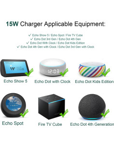 Cable de Alimentación 15W FROMCQC para Echo Dot 3ra/4ta/5ta Gen 2