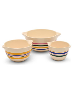 Juego de 3 Tazones de Mezcla Cerámicos Gran Jones Rayados