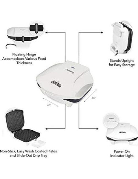 Parrilla Eléctrica Courant CCG2871W 2 Porciones Blanca 870W