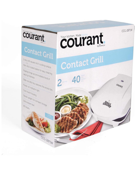 Parrilla Eléctrica Courant CCG2871W 2 Porciones Blanca 870W