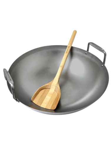 Wok de Acero al Carbono Big Green Egg 45.7x40.6cm con Espátula