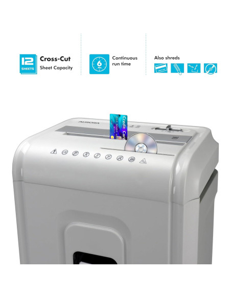 Destructora de papel Aurora AU1262XE corte cruzado 12 hojas
