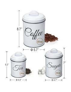 Juego de 3 Tarros de Cocina ChicHabitat - Almacenamiento Hermético 4.32L 2