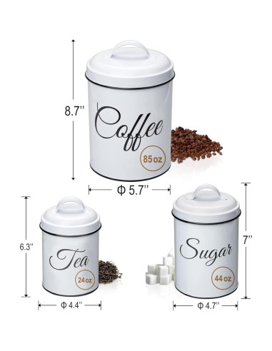 Juego de 3 Tarros de Cocina ChicHabitat - Almacenamiento Hermético 4.32L