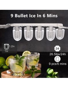 Fabricante de Hielo Joy Pebble HZB-12, Acero Inoxidable, 9 Cubos en 6 Min 2