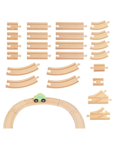 Juego de Pistas de Tren de Madera WoodenEdu 24 Piezas