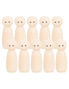 Muñecos de Madera MAGICLULU 10 Piezas para Manualidades DIY