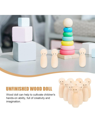 Muñecos de Madera MAGICLULU 10 Piezas para Manualidades DIY