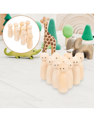 Muñecos de Madera MAGICLULU 10 Piezas para Manualidades DIY