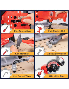 Banco de herramientas para niños Deshara 138 piezas con taladro 2