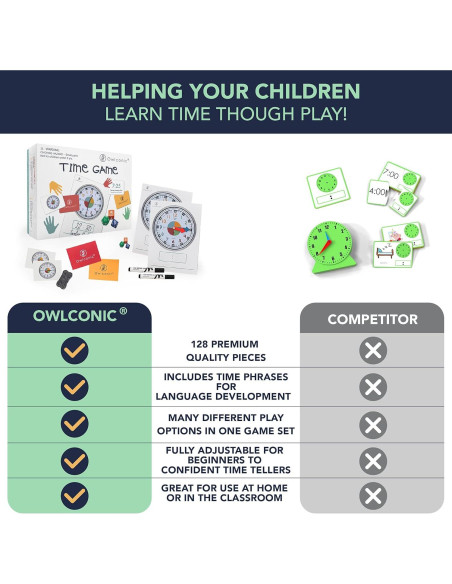 Juego Didáctico de Tiempo OWLCONIC - 128 Piezas para Niños