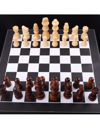 Piezas de Ajedrez de Madera Ziphia 32 Piezas Estándar 7.87 cm