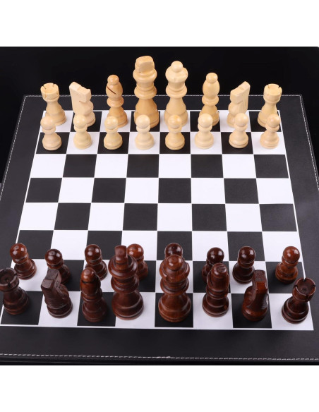 Piezas de Ajedrez de Madera Ziphia 32 Piezas Estándar 7.87 cm