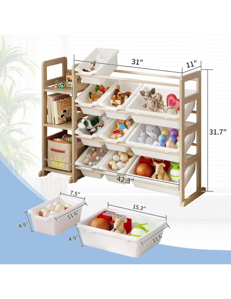 Organizador de Juguetes EXPERLAM con 3 Estantes y 12 Contenedores Organizador de Juguetes EXPERLAM con 3 Estantes y 12 Contenedores