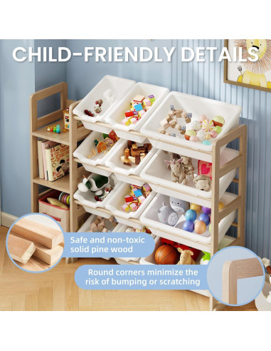 Organizador de Juguetes EXPERLAM con 3 Estantes y 12 Contenedores