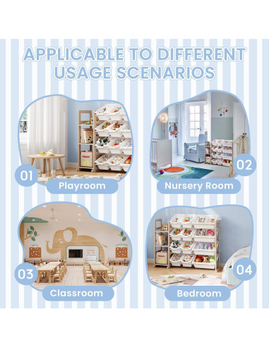 Organizador de Juguetes EXPERLAM con 3 Estantes y 12 Contenedores