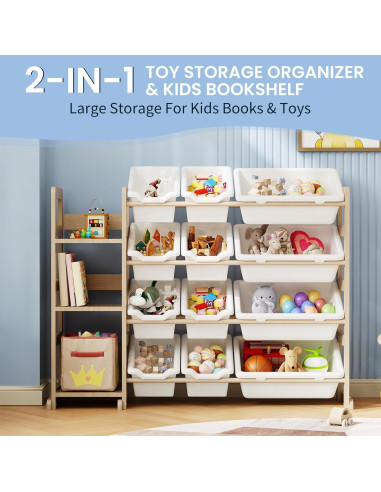 Organizador de Juguetes EXPERLAM con 3 Estantes y 12 Contenedores