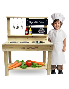 Cocina de Juguete de Madera Beipoo con Fregadero y Accesorios