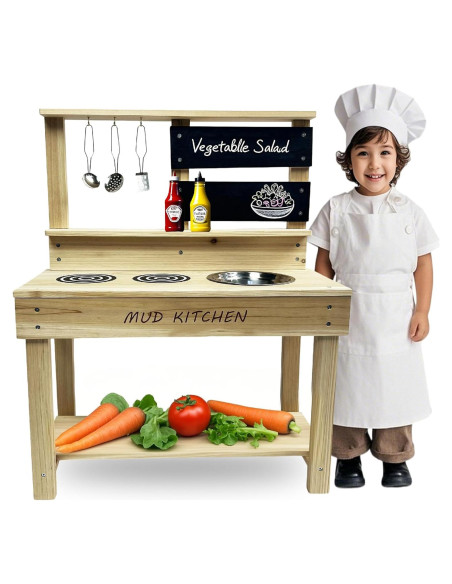 Cocina de Juguete de Madera Beipoo con Fregadero y Accesorios