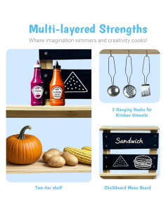 Cocina de Juguete de Madera Beipoo con Fregadero y Accesorios 2