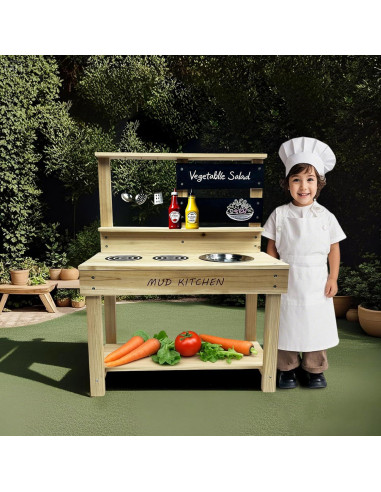 Cocina de Juguete de Madera Beipoo con Fregadero y Accesorios