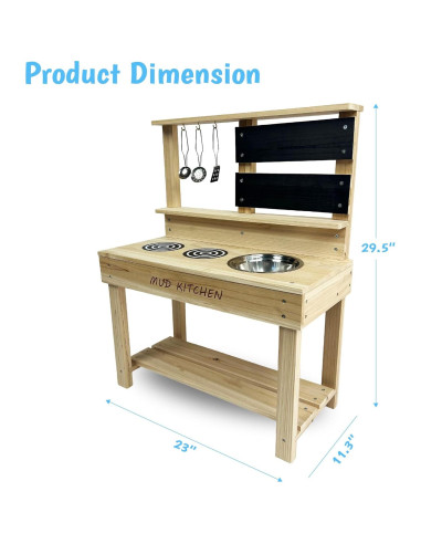 Cocina de Juguete de Madera Beipoo con Fregadero y Accesorios