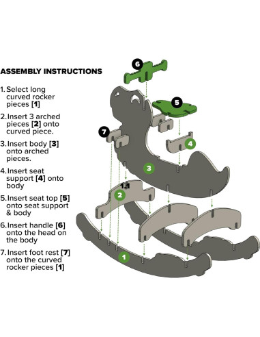 Caballito de Madera Dinosaurio Neutro para Niños 1-3 Años