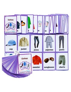 34 Tarjetas Flash Educativas Ropa para Niños 2-4 Años