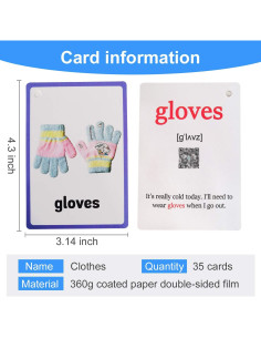 34 Tarjetas Flash Educativas Ropa para Niños 2-4 Años 2