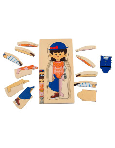 Rompecabezas de Anatomía Infantil de Madera Montessori 5 Capas