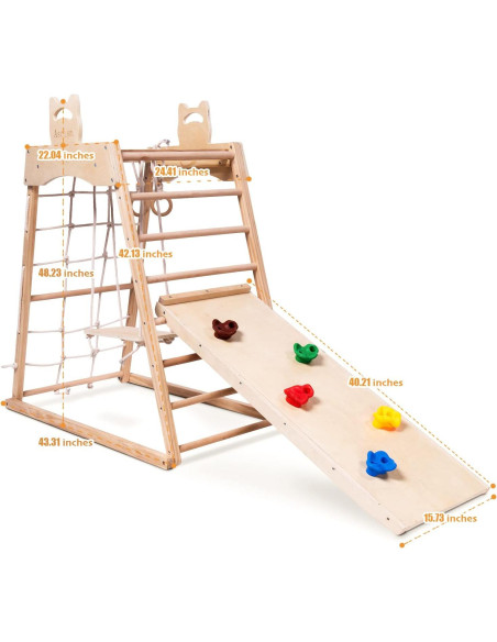 Gimnasio Infantil de Madera Ascism 8 en 1 para Niños